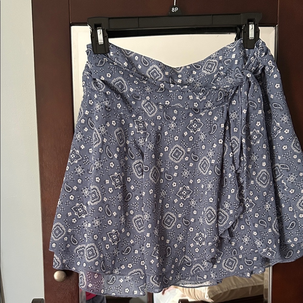 Aerie Floral Blue Wrap Skirt